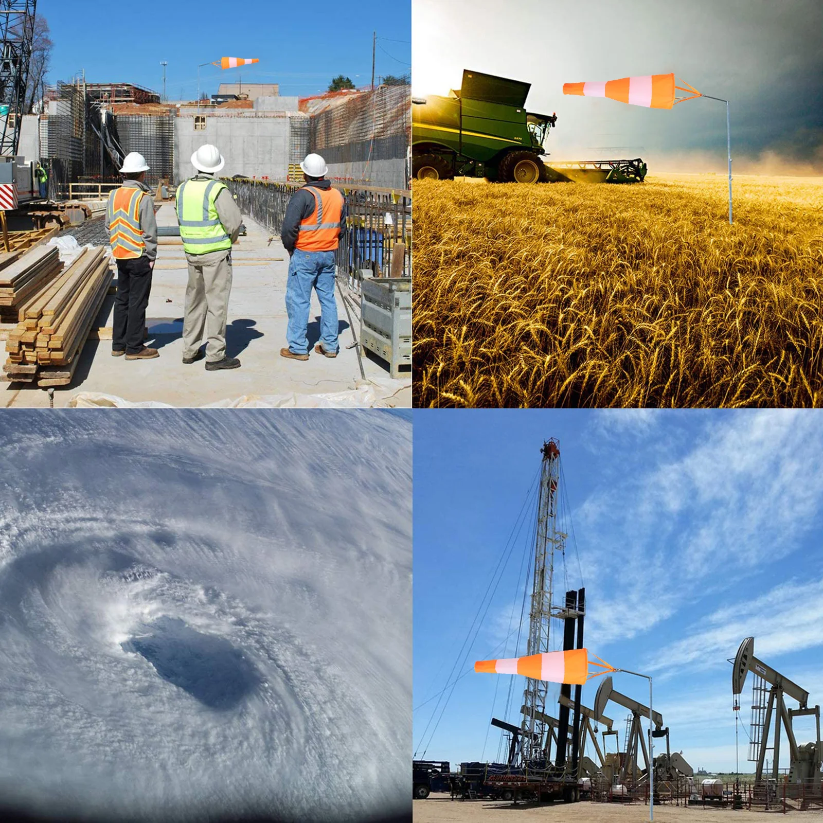 

Orange and White Windsock Fluorescent Outdoor Garden Decor Durable Nylon Easy to Fly Bright Color Reflective Decorative Flag