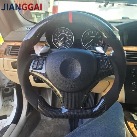 BMW E90 E92 E93 E82 E87 320i 325i 2005-2012용 리얼 카본 파이버 스티어링 휠, 맞춤형 자동차 액세서리