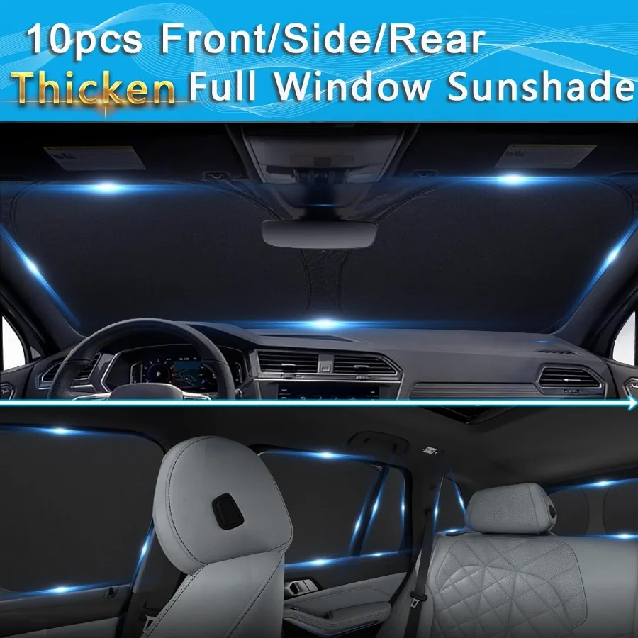 10pcs Thicken Full Car Window Shades for  Santa Fe 20242025 2026 Accessories Windshield Sunshade Window Covers for Side Rear UV