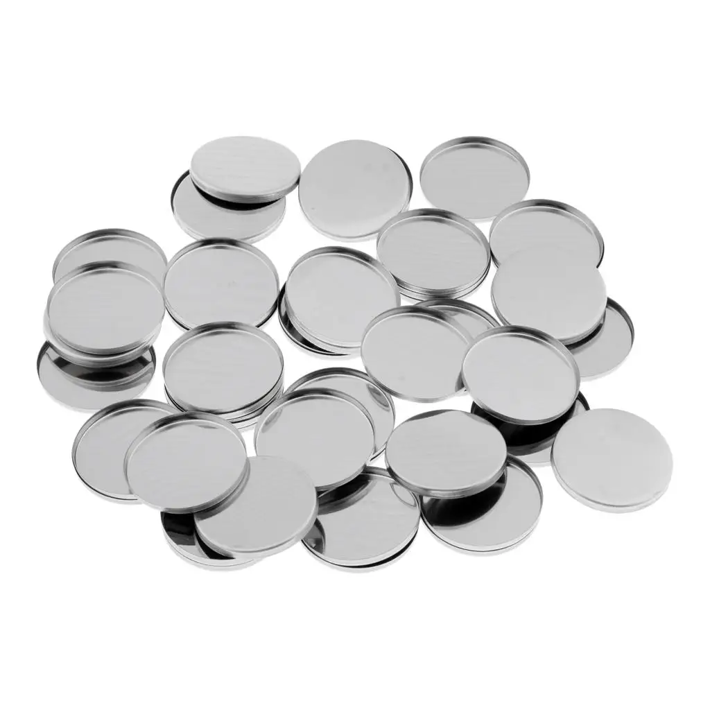 50 Pack Empty Round Metal Tin Pans Cosmetic Eyeshadow Blush Organizer Size 36 mm for Magnets