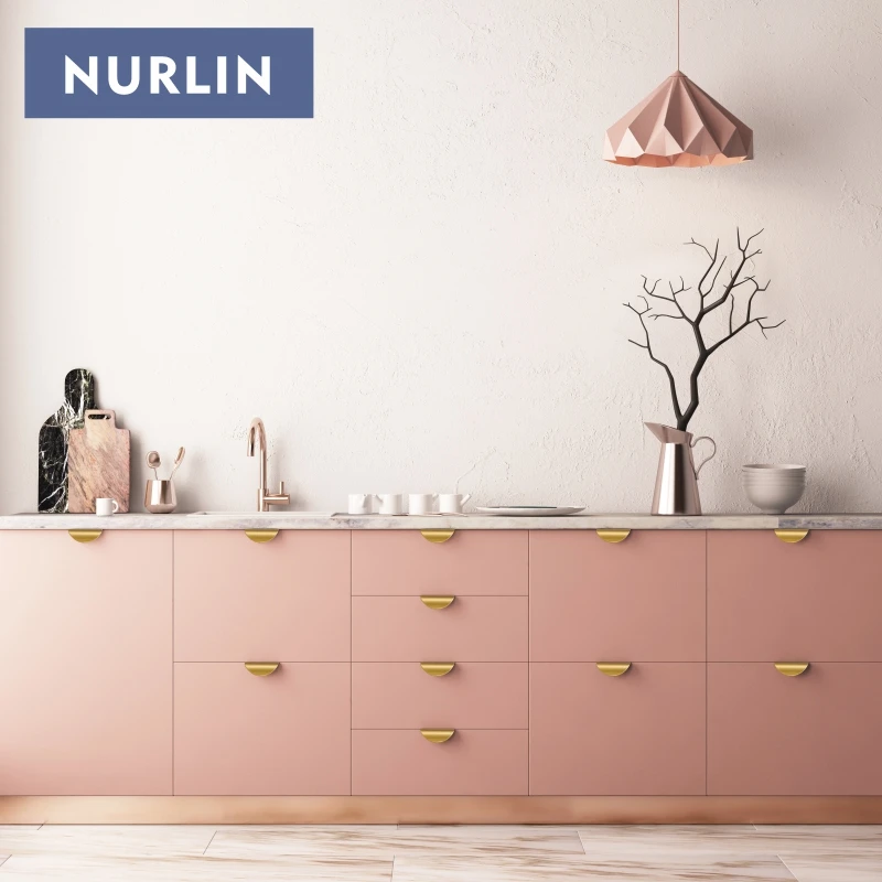 Nurlin Brass Fold Short Edge Pull Handle Drawer Shell Furniture Cabinet Curved Handle Drop Shipping