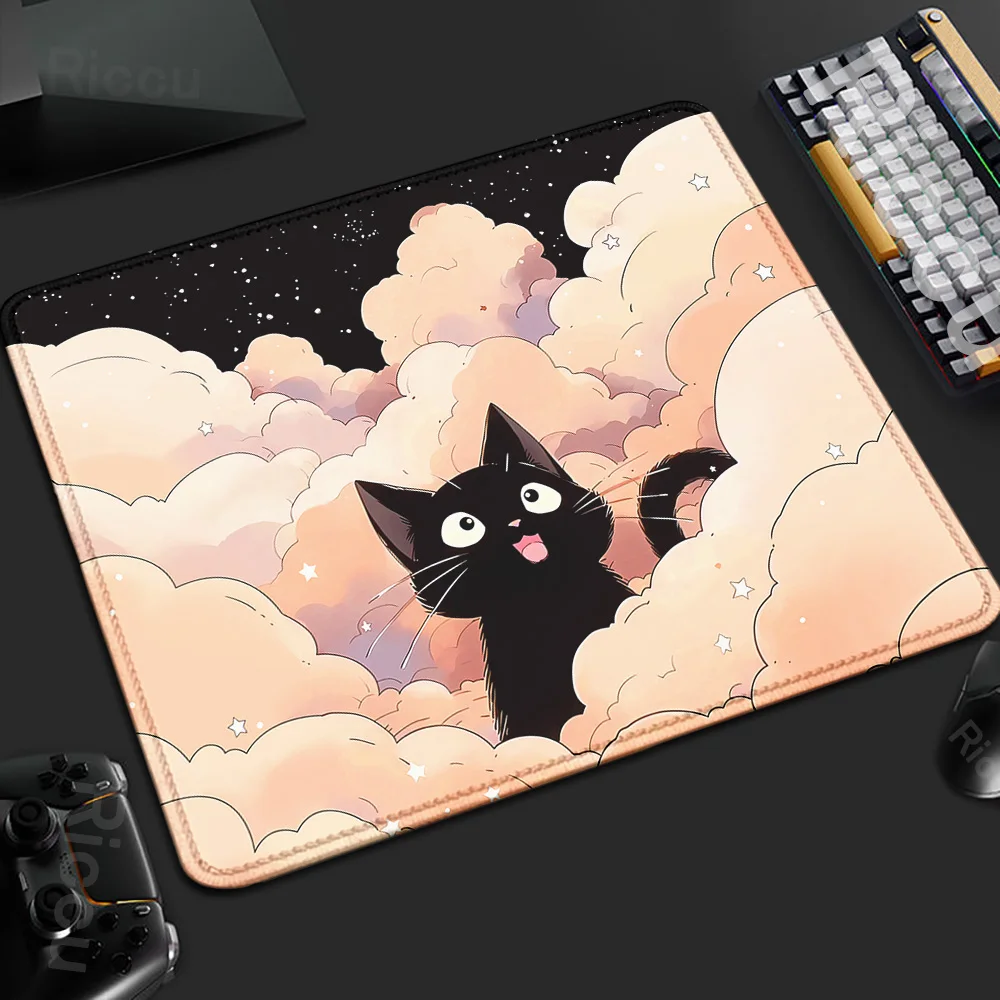 40x45cm Cute Cat Small Size Gaming Keyboard Mouse Pad Green Plant Suture Edge Deskmat XS Computer Gamer Tablet Mausepad Mice Mat