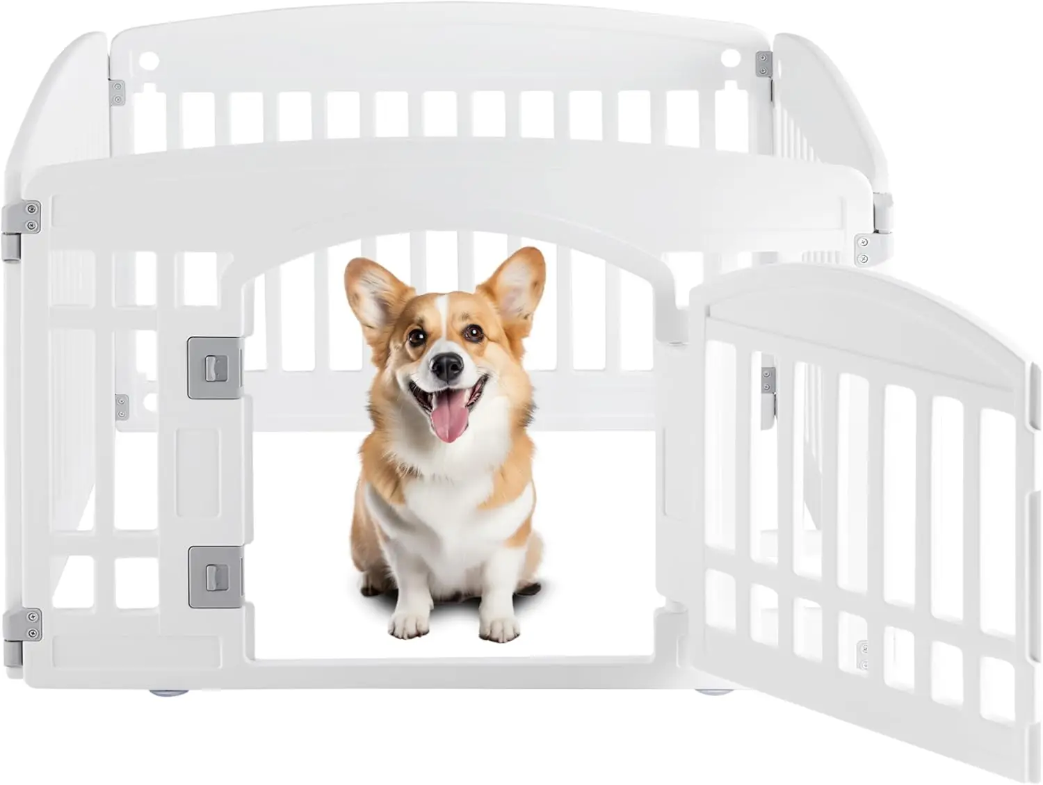 

24-дюймовый переносной манеж для животных с дверцей, безопасный складной вольер для щенков и маленьких собак, белый