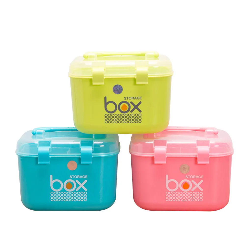

Plastic Cabinet Portable Medicine Storage Box Random Color Sturdy Dustproof Household Health Care Multi Lattice Case for Home