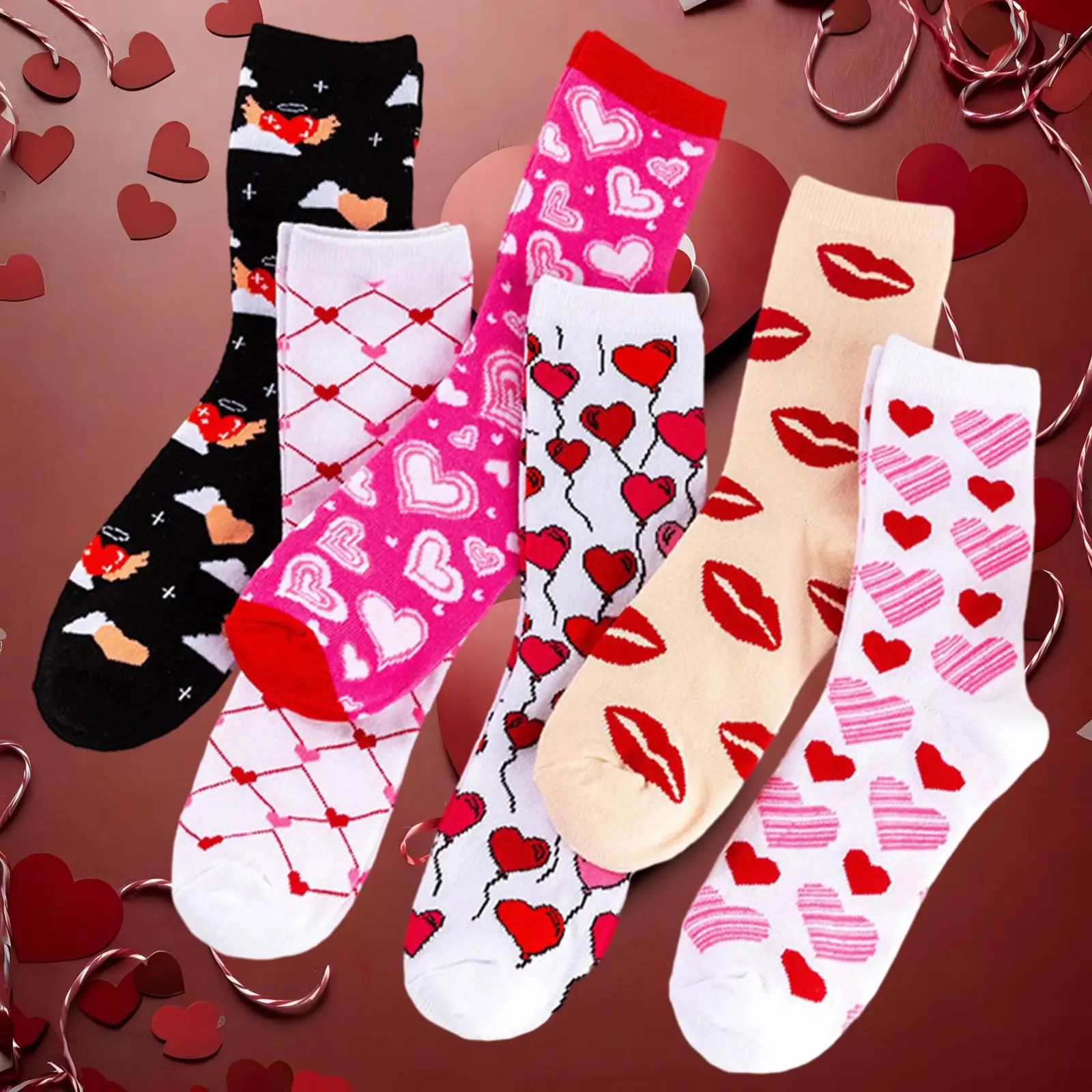 10 Pairs Valentine's Day Socks for Women Girls Heart Socks Fancy Valentines Day Gifts for Boyfriend Men Couples Students Her