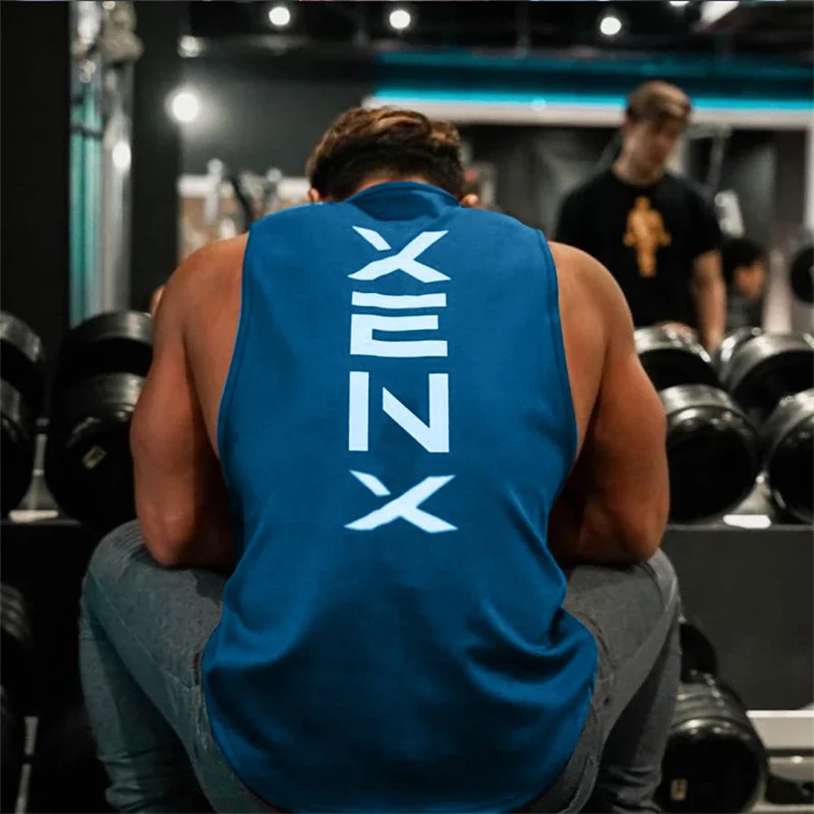 2023 Men's Vest Sportswear Vest Gym Exercise Sleeveless Shirt Tight Vest Bodybuilding Clothing Fitness