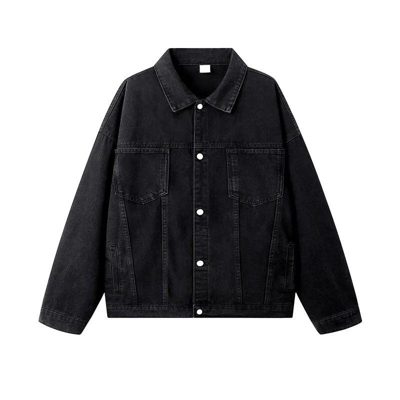 

Spring Autumn Men's Single-breasted Blue Denim Jacket Solid Color Retro Loose Outerwear Korean Fashion Jeans Jackets Streetwear