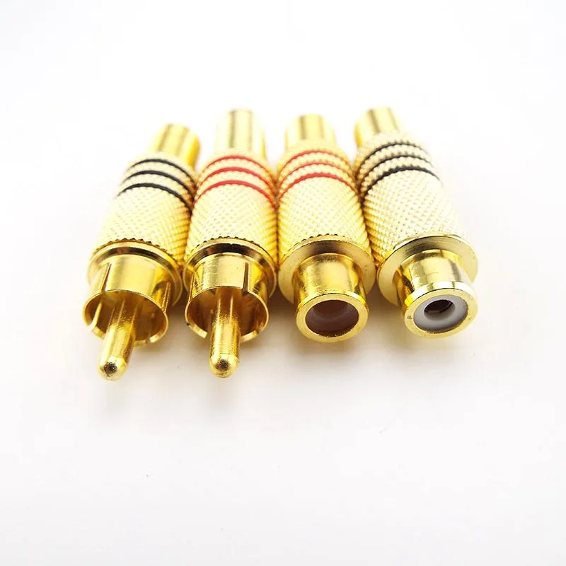 Gold Plated RCA Connectors Male Female Plug Adapter Solder Type for Audio Cable Plug Adapters Video CCTV Camera A7