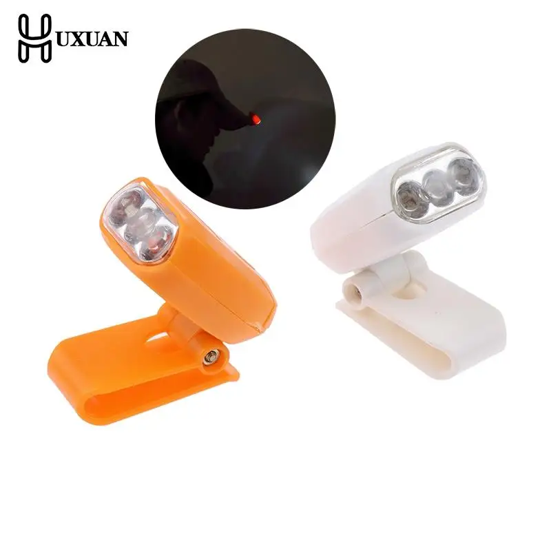 Mini 3LED Headlamp Portable Cap Light 90 Degree Rotatable Clip-on Hat Light Hands Free Bright Head Lamp Lantern Camping Cycling