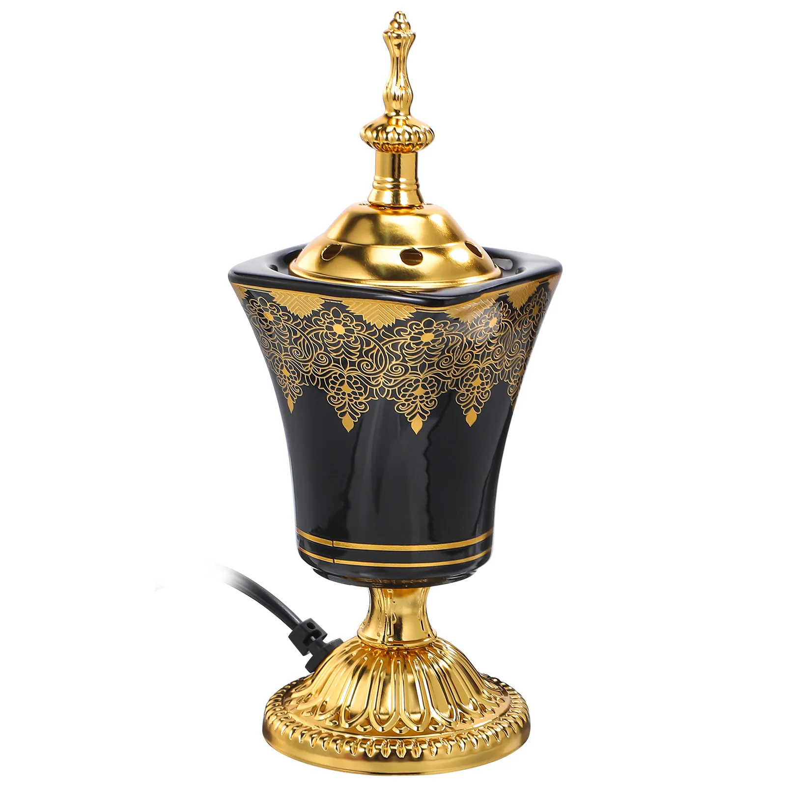 

Electric Incense Burner MiddleEast Vintage Electric Censer Burner desktop Metal Plug-in Fragrance Stove Church Home Deco US Plug