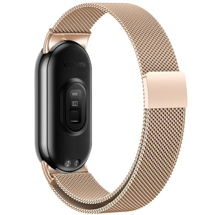 Xiaomi Mi Band 9/8 NFC対応 ミラネーゼループストラップ メタルマグネット式ブレスレット ベルト リストバンド アクセサリー