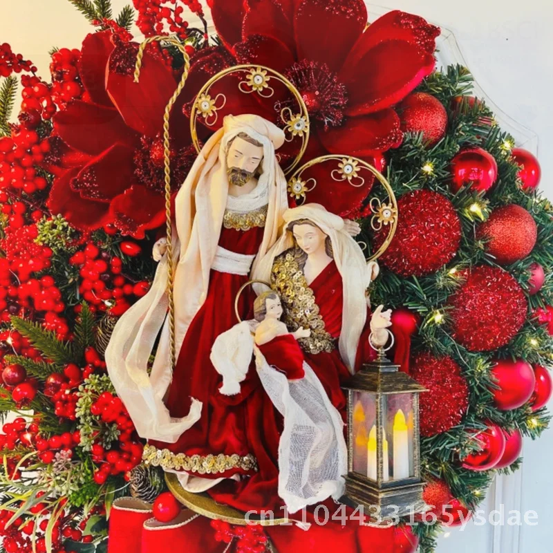 Puntelli per la disposizione della scena della finestra di Natale Ghirlanda di Gesù Porta da appendere Decorazione in plastica in stile europeo per Amazon