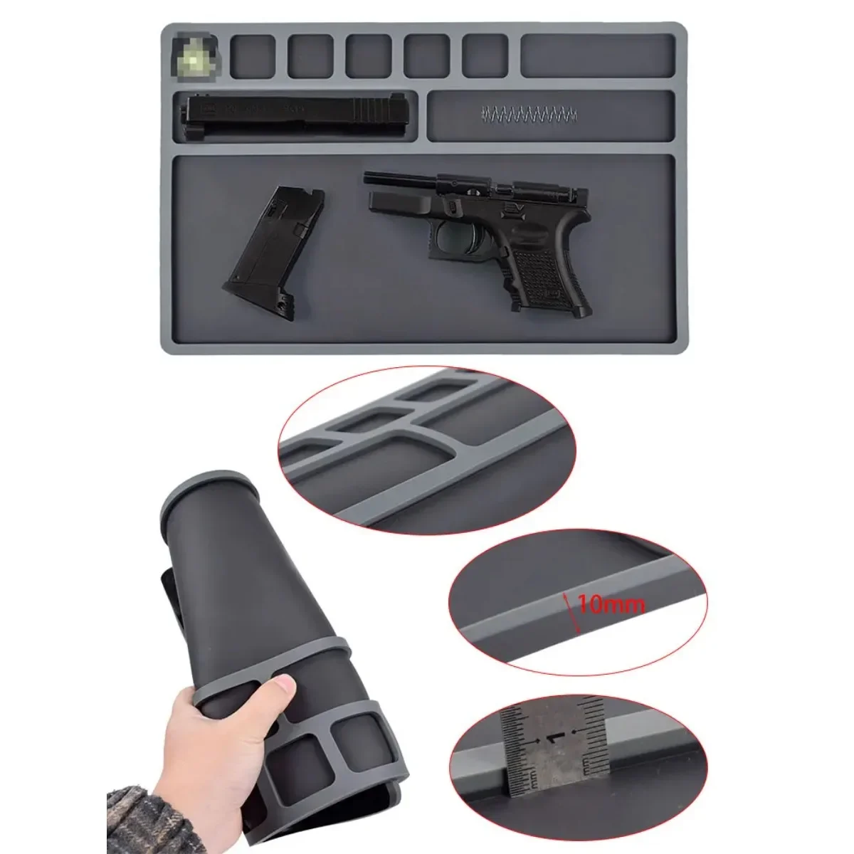 Rubber Gun Cleaning Mat Essential Pistol Maintenance Pad For Glock 1911 Berett 92 Taurus G2C Solvent and Oil Resistant