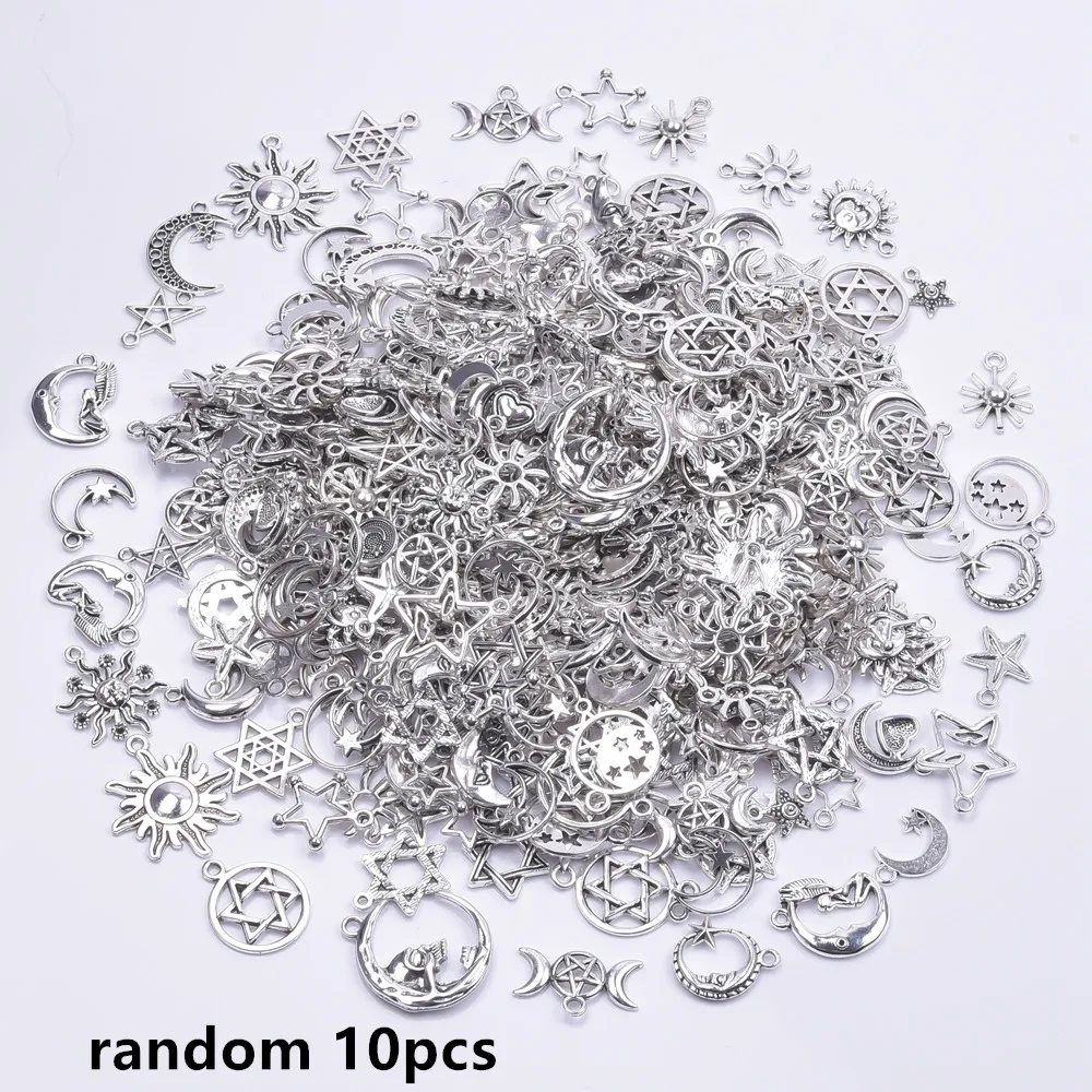 Licht Goud Kleur Willekeurige Mix 10/20/30/50 Stuks Zon Maan Ster Bedels Voor Sieraden Maken Materialen om Armbanden Handgemaakte Hanger