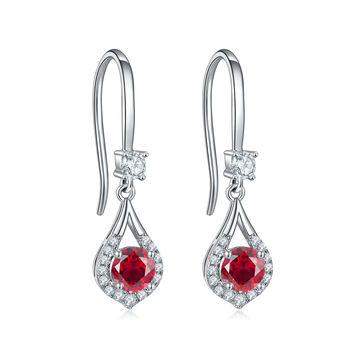 

Popular Style S925 Silver Earrings White Gold Plated Lab Grown Ruby Moissanite Diamond Earrings Jewelry