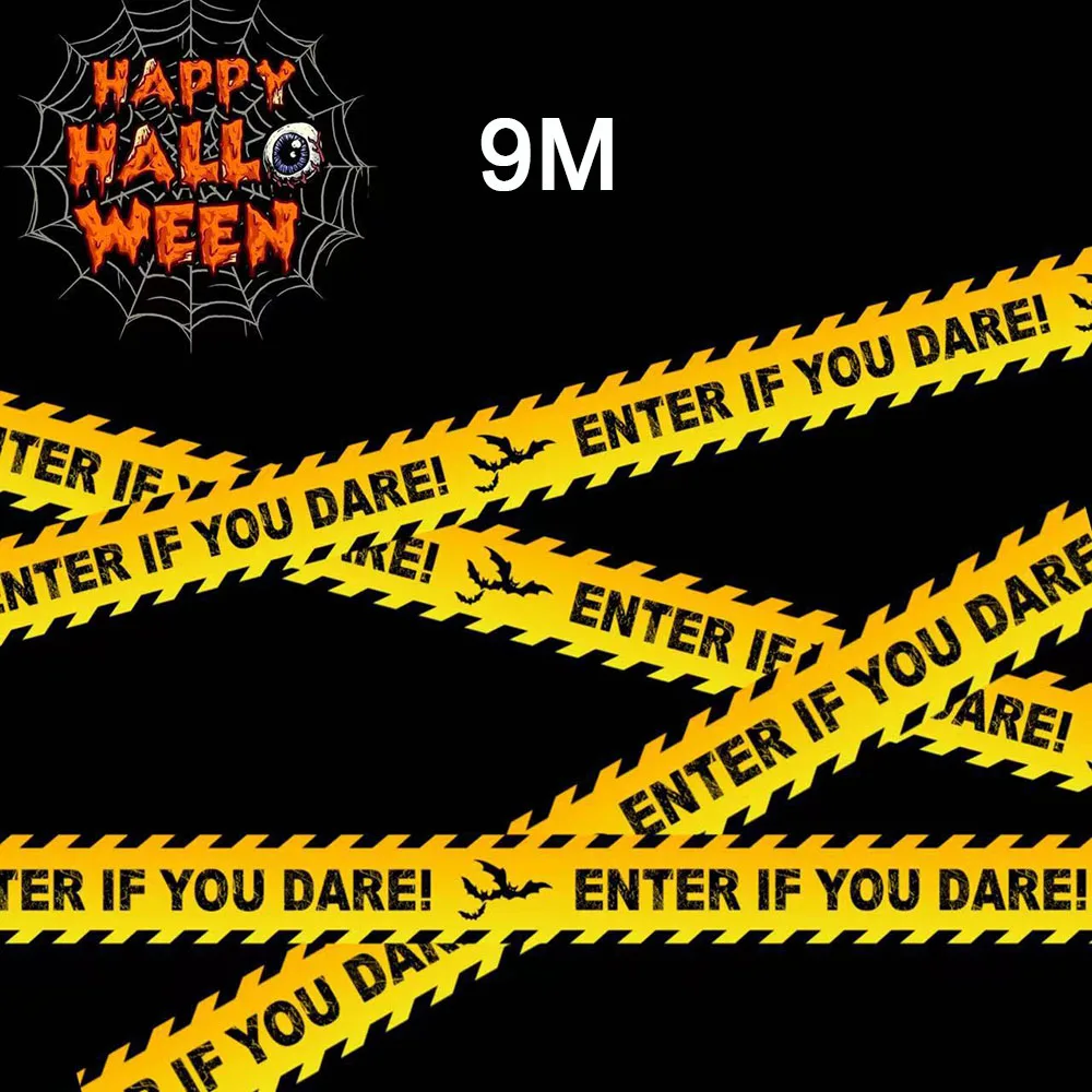 Halloween Warning Tape Signs Banner Halloween Props Window Prop Party Danger Warning Line Halloween Party Decoration Supplies