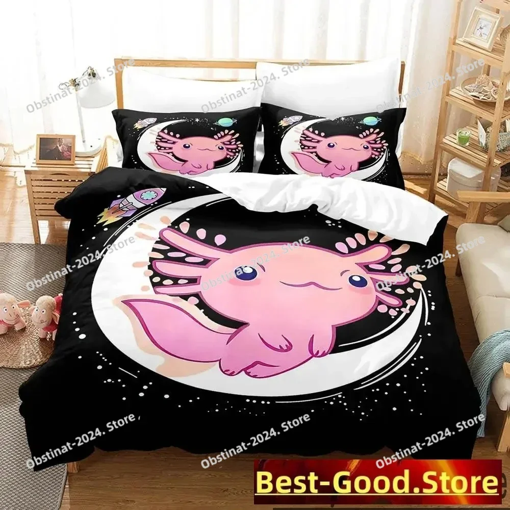 

3D Gamesolotl Axolotl Video Gamer Kawaii Pastel Goth Bedding Set Printed Duvet Cover Pillow Case 3 Pieces Sets Kids Adult Size