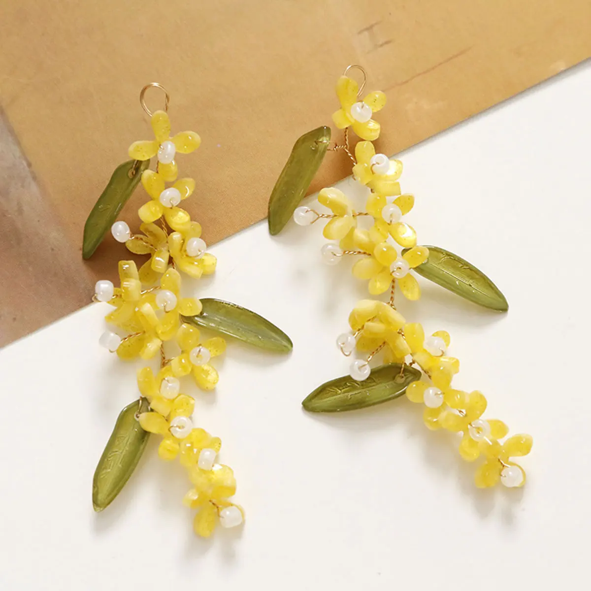 2PCS Handwoven Fragrans Sweet-scented Osmanthus Flower Charm Pendants DIY Men Women Crafts Jewelry Earrings Necklace Accessories
