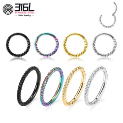 10pcs 316L Medical  surgical Stainless Steel Various Specifications Twist 16G Nose Ring Earrings Body Piercing Jewelry