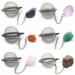 Infusers for Loose Tea Mesh Strainer with Extended Chain Key Rings Hook Stainless Steel Charm Energy Trays Crystal Shaker Ball