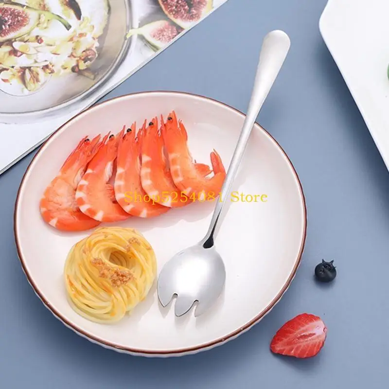 AXYC 2 Pieces Stainless Steel Salad Spoons Salad Forks One-Piece Fruit Salad Spoons