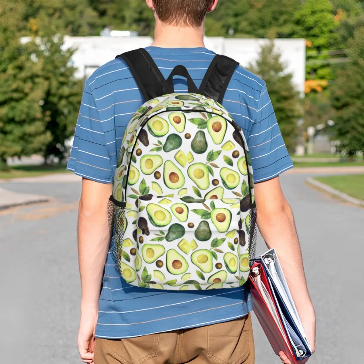 Watercolor Avocado Face Pattern Travel Backpack Men Women School Laptop Bookbag College Student Daypack Bags