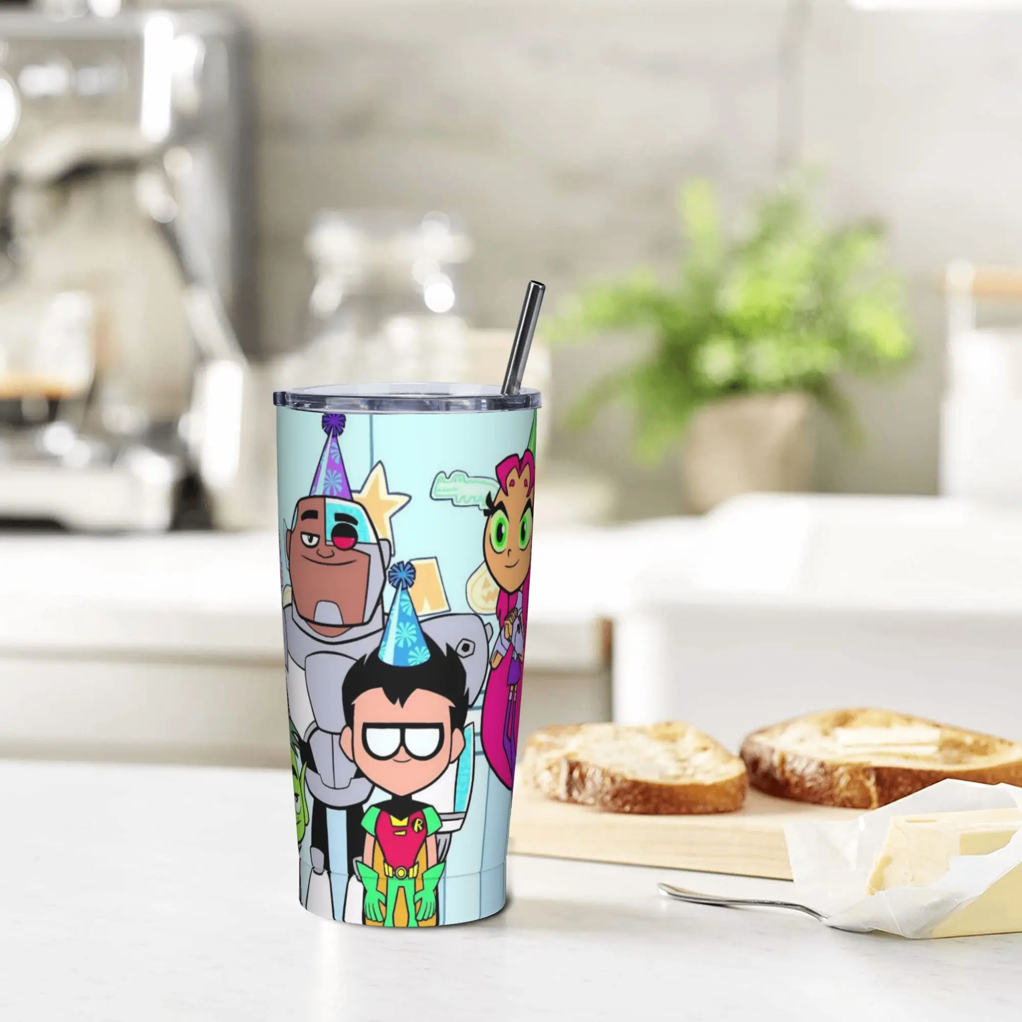 Teen Go Cartoon Insulated Tumbler with Straws Lid Anime Vacuum Coffee Mugs Outdoor Travel Spill Proof Cups, 20oz view 6