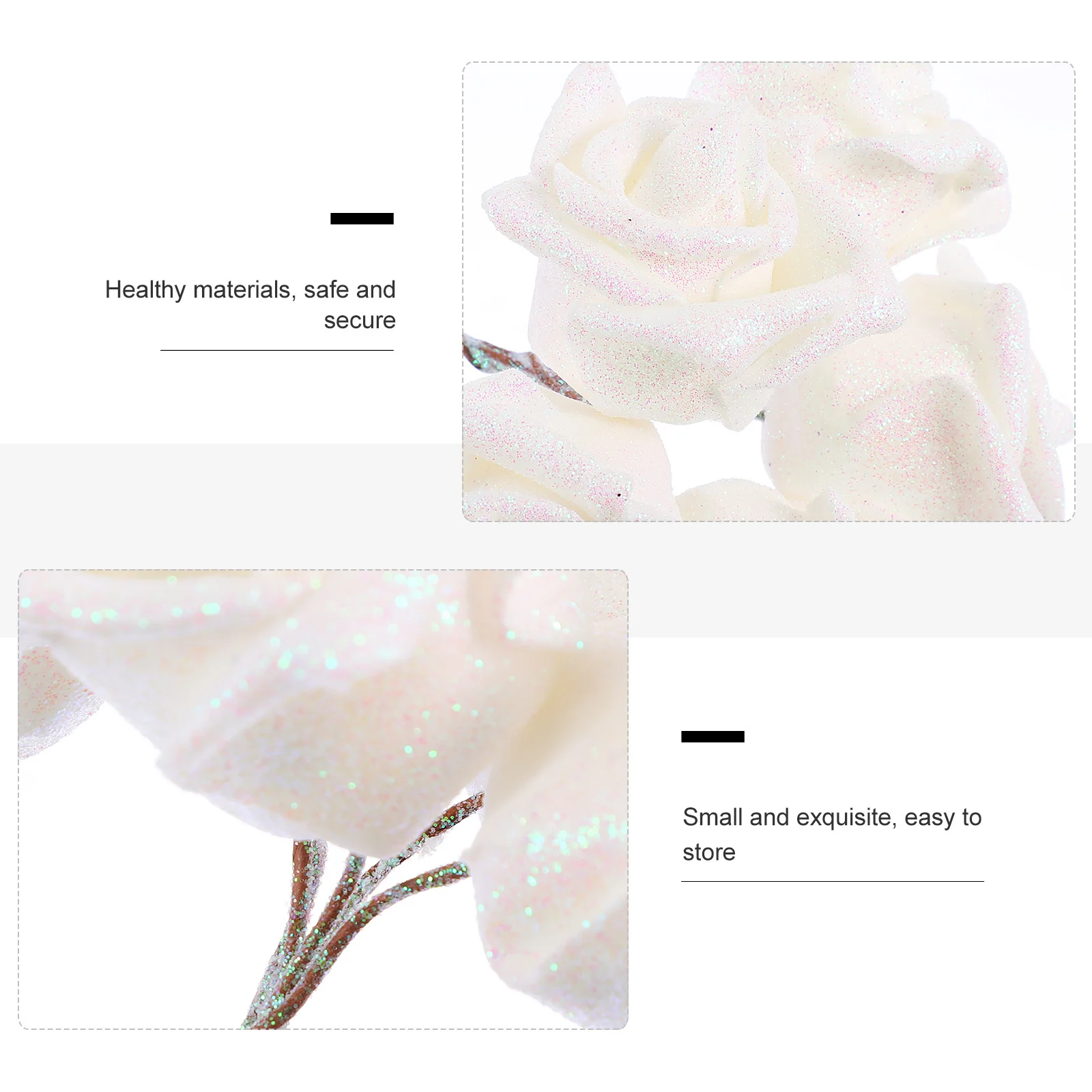 

50Pcs Crystal Rose Simulated Flower Delicate Home Decor Wedding Flower Adorn Artificial Photo Prop Realistic Bouquet Decor