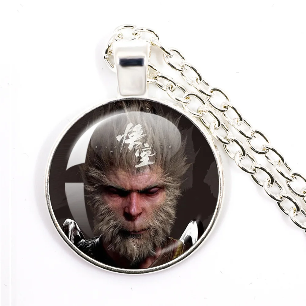 Game Black Myth: Wukong 25MM Round Glass Cabochon Charms Necklace For Fans Game Lovers Gift Bajie And Wukong