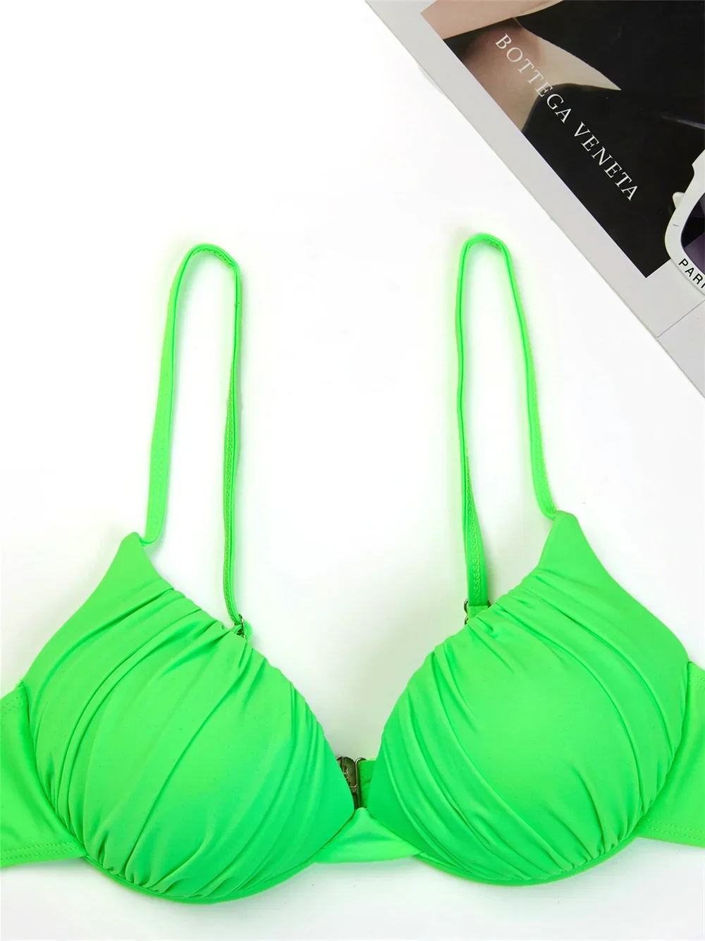 Sexy Sling Bikini Push Up Bra Pleated Swimsuit Y2K Summer Set Swimwear Women Beach Outfits Bathing Suit Tanga Biquinis Femininos