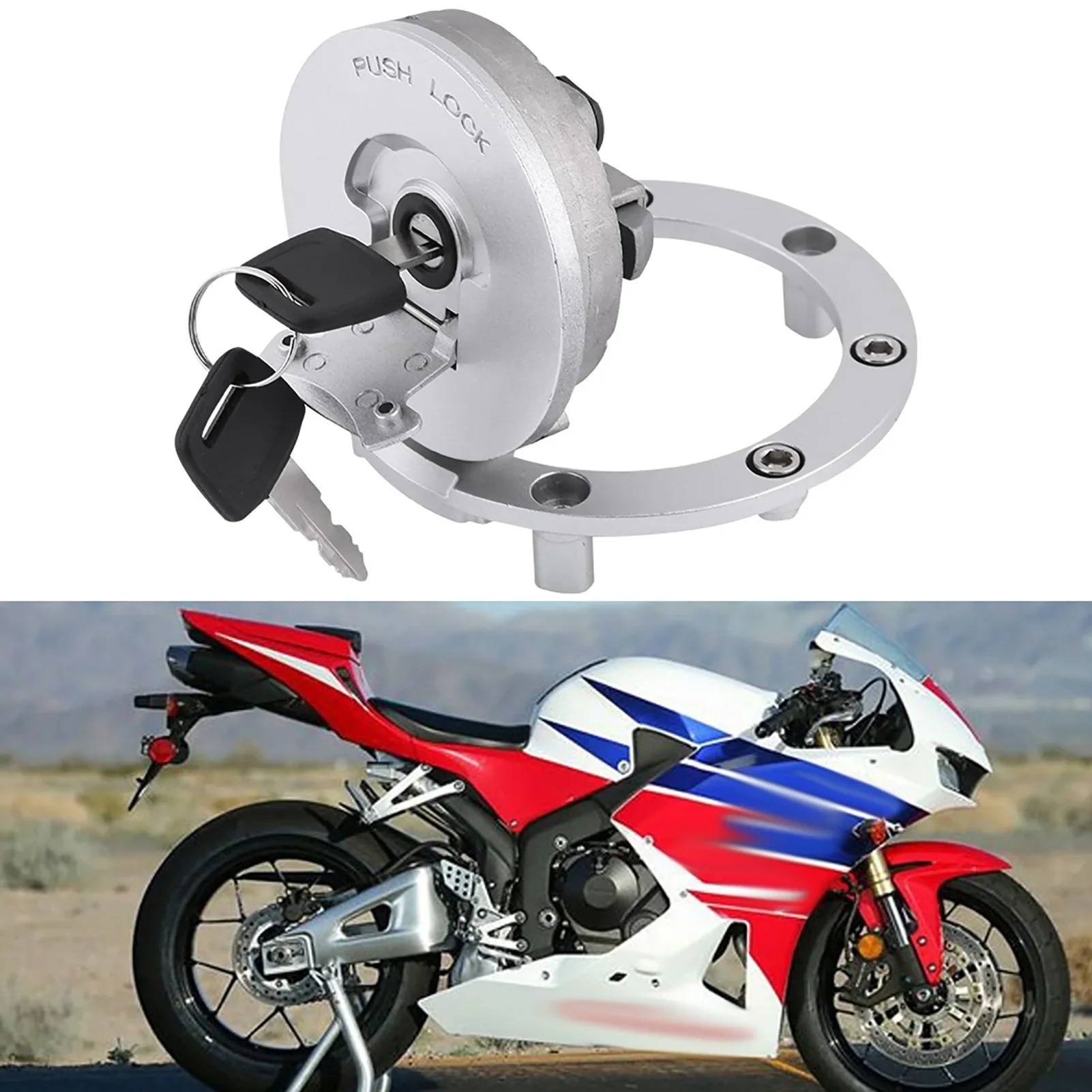 غطاء تغليف خزان الوقود الغاز مفاتيح القفل لـ CBR600RR 2003‐14 CBR600F4 F4i 2001‐2006