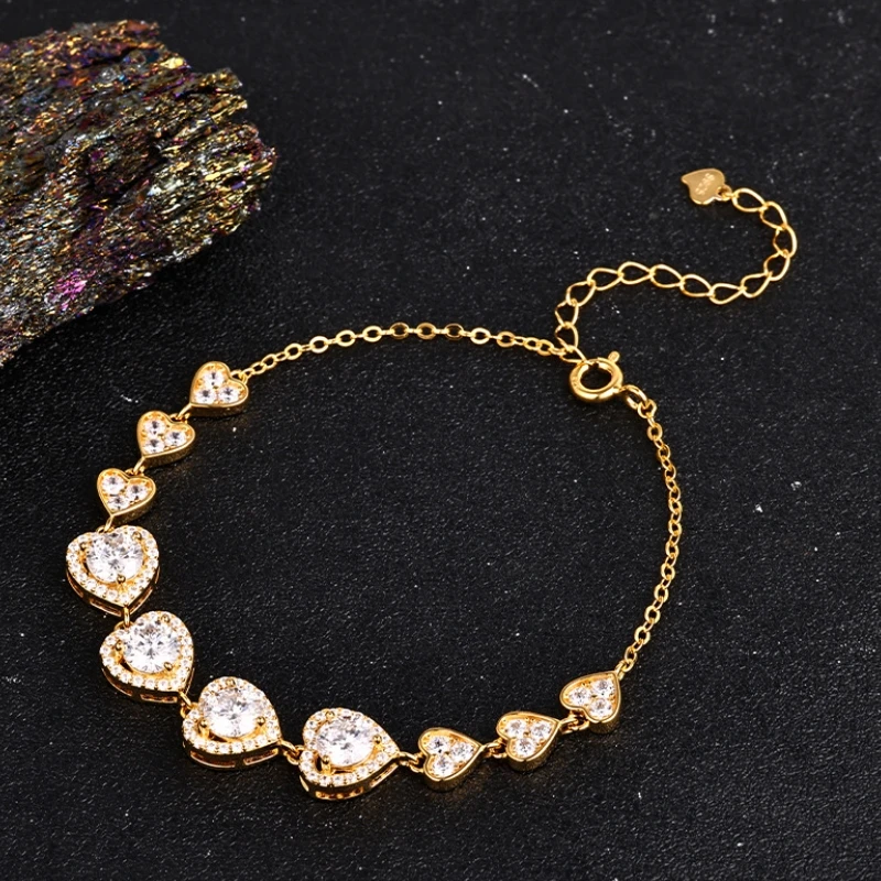 New Cuban chain bracelet, trendy and fashionable hip-hop style, full of diamonds, shiny and luxurious, Mozambique 925 silver