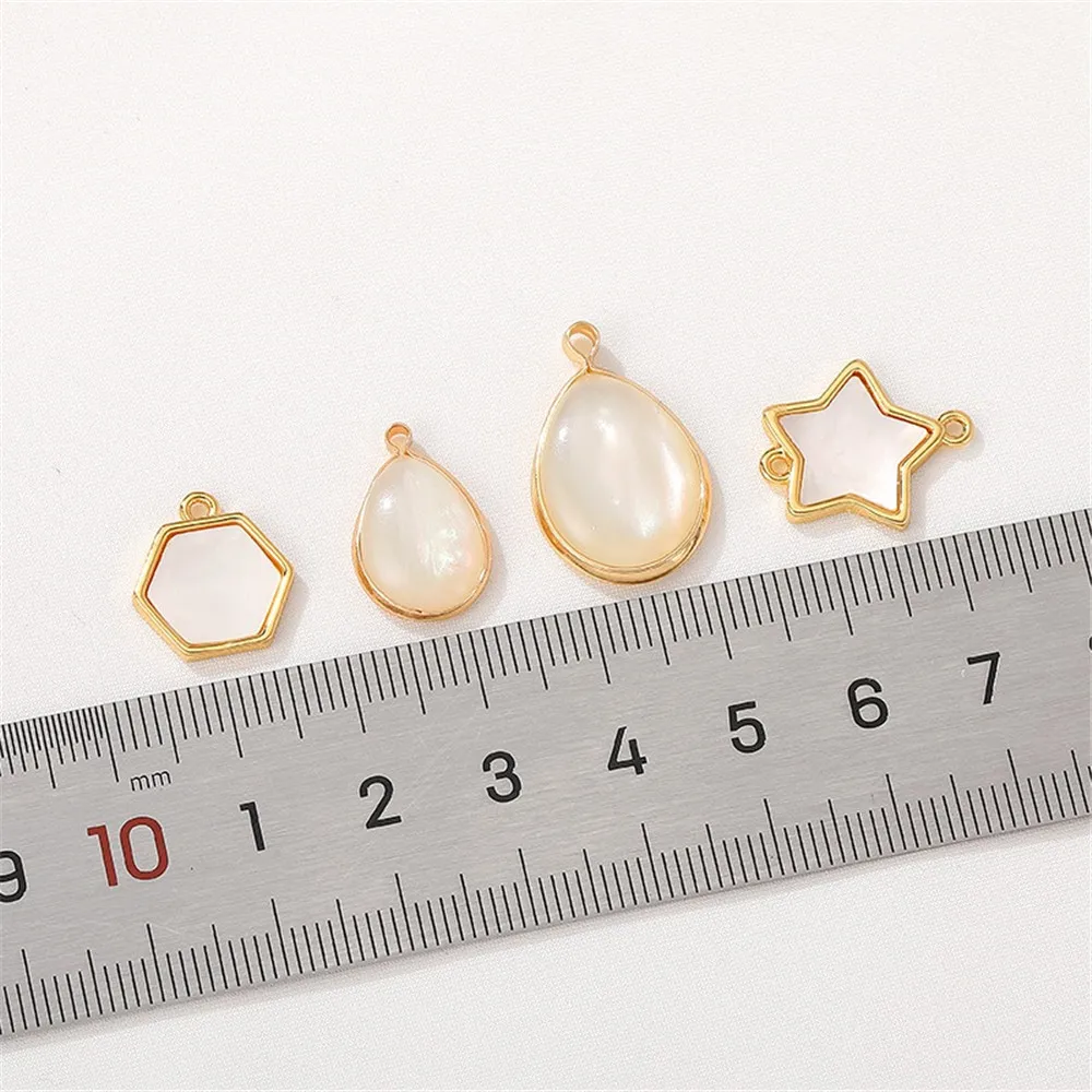 18K Copper Edge Irregular Magic Shell Geometric Pendant Diy Handmade Bracelet Necklace Clavicle Chain Accessories L411