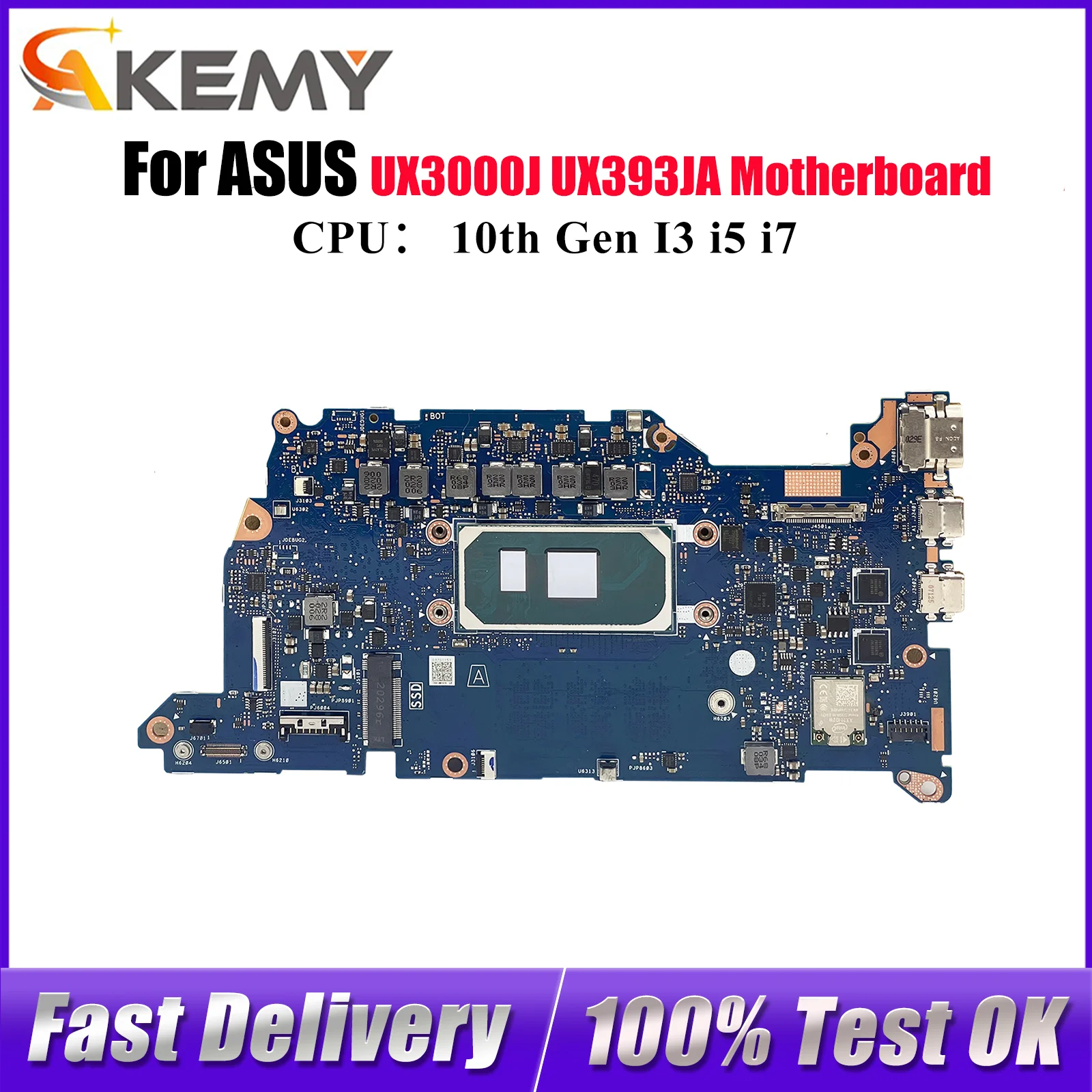 

UX393JA Материнская плата для ноутбука ASUS ZenBook UX393JA UX3000J UX393J Материнская плата для ноутбука с 10-го поколения I3 i5 i7 100% тестирование OK stk