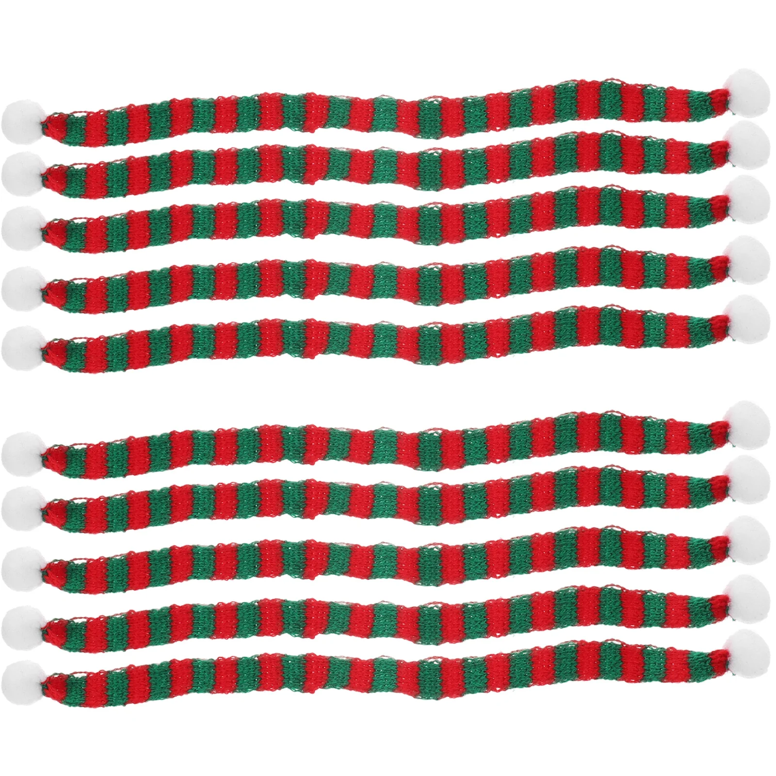 

10Pcs Knitted Christmas Mini Scarf 1x23cm Striped Neck Warmer Wine Bottle Decoration Holiday Prop Bottle Decorative Scarf