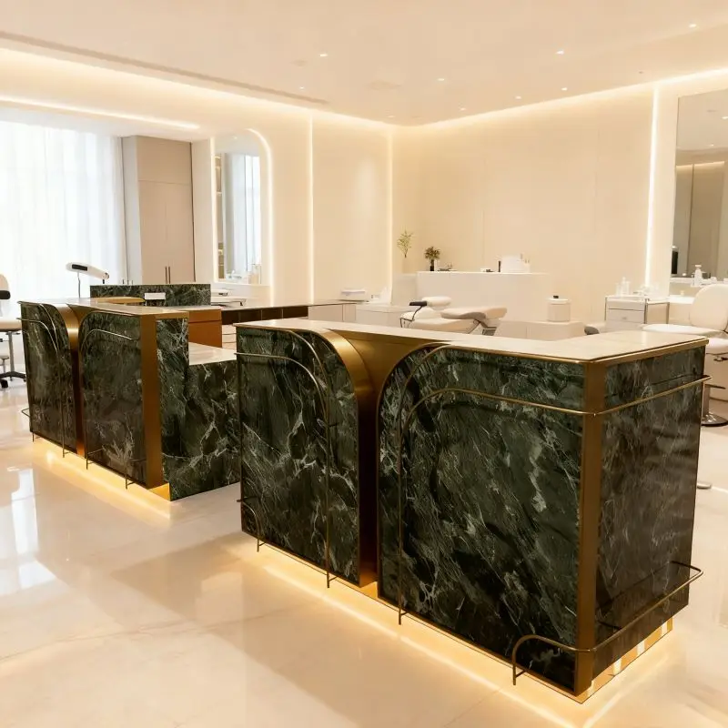*Hot Sale Luxury Custom Traditional Marble Reception Desk for Office School Mall Hotel Lobby Beauty Salon Premium Front Desk