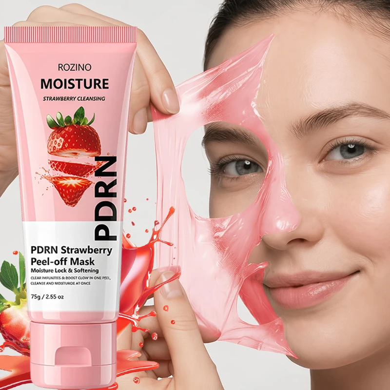 75g Pdrn+Strawberry Peel-Off Mask, Large Capacity, Comes with a Facial Scraper, Effectively Reduces Dry Lines, Tightens and Lifts the Face, Makes Skin Appear Younger, and Leaves Skin Smooth and Glowing Easy At-Home Spa Facial Care, Hydrating and Moisturizing Facial Mask, Softens and Brightens Skin Texture, Refreshing and Non-Greasy, Suitable for Daily Use.