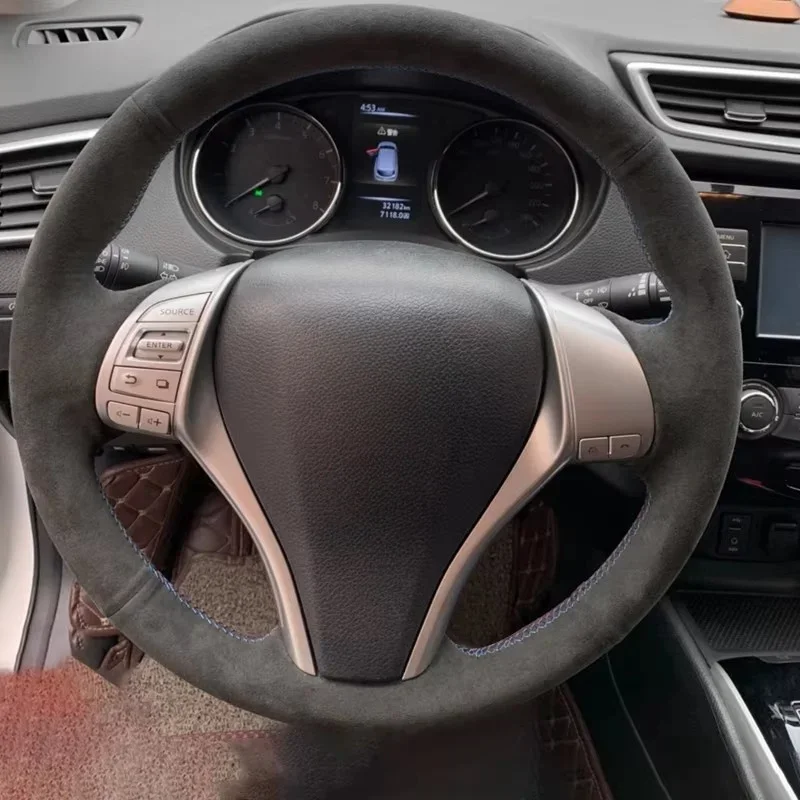 

DIY Hand Sewing Black Suede Car Steering Wheel Cover For Nissan Teana Altima 2013-2016 X-Trail QASHQAI Rogue 2014-2016 Sentra