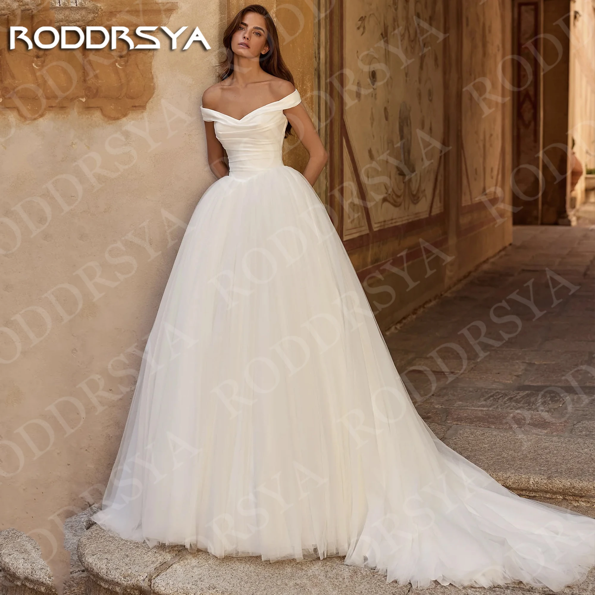 

RODDRSYA A Line Tulle Wedding Dresses for Women Elegant Bridal 2026 Princess Off Shoulder Bride Dress Customized vestidos novia