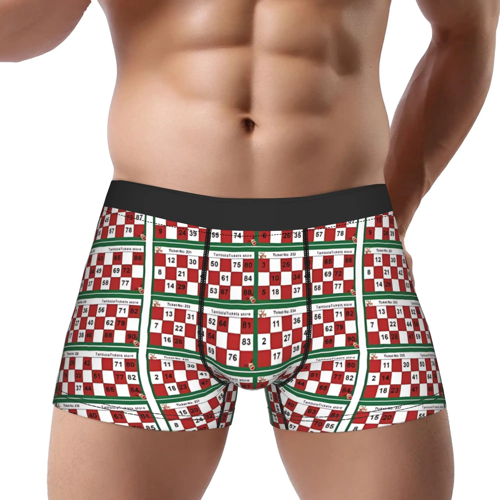 1piece Full Bingo Card Design with Numbers  Underpants Homme Panties Man Underwear Comfortable Shorts