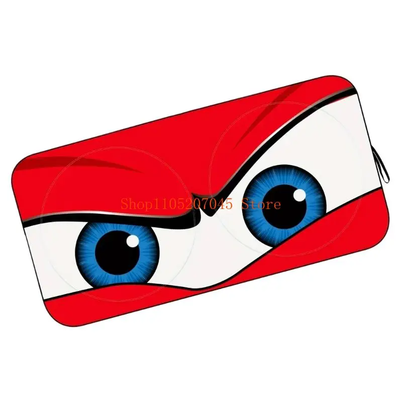 37cd ظل شمسي للزجاج الأمامي للسيارة بعيون زرقاء وحمراء مضحكة (قطعة واحدة) واقي شمسي قابل للطي للحماية من الأشعة فوق البنفسجية