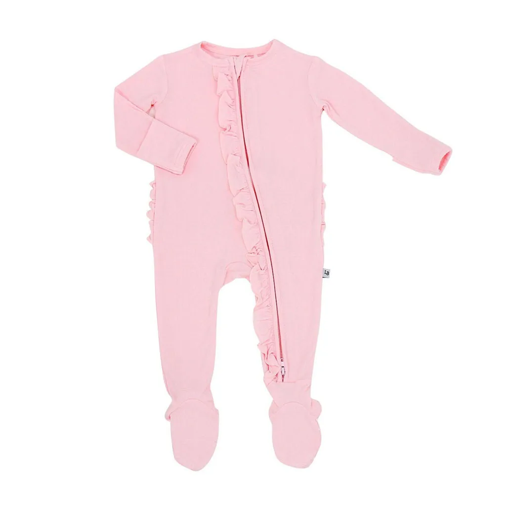 Baby girl going home outfit zipper sleeper newborn Ava light pink one piece zipper baby outfit coming home brand new baby shower