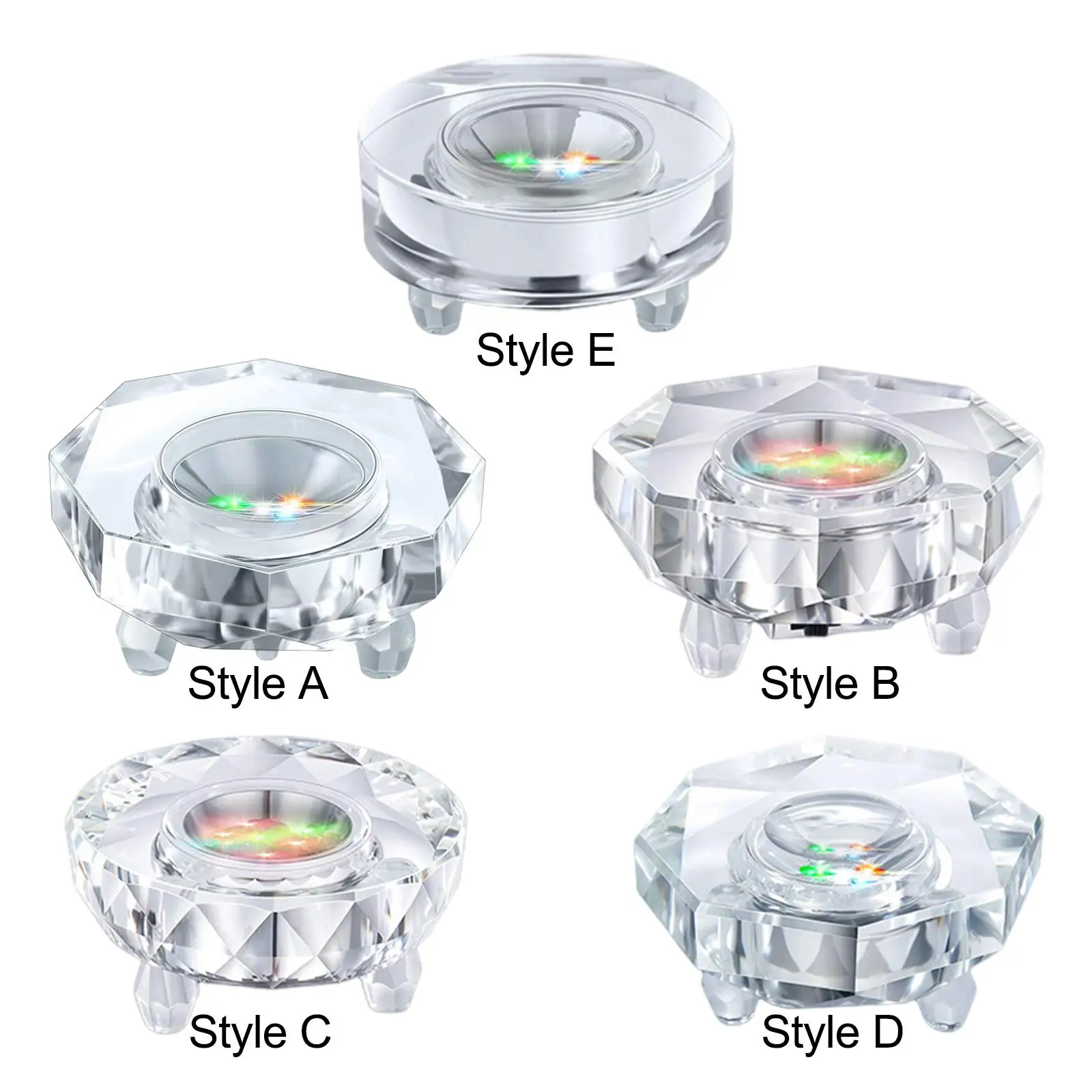 Crystal Light Base Flat Top Multicolor Changing USB Lamp for Room Decoration Café Bar Ornament Stand