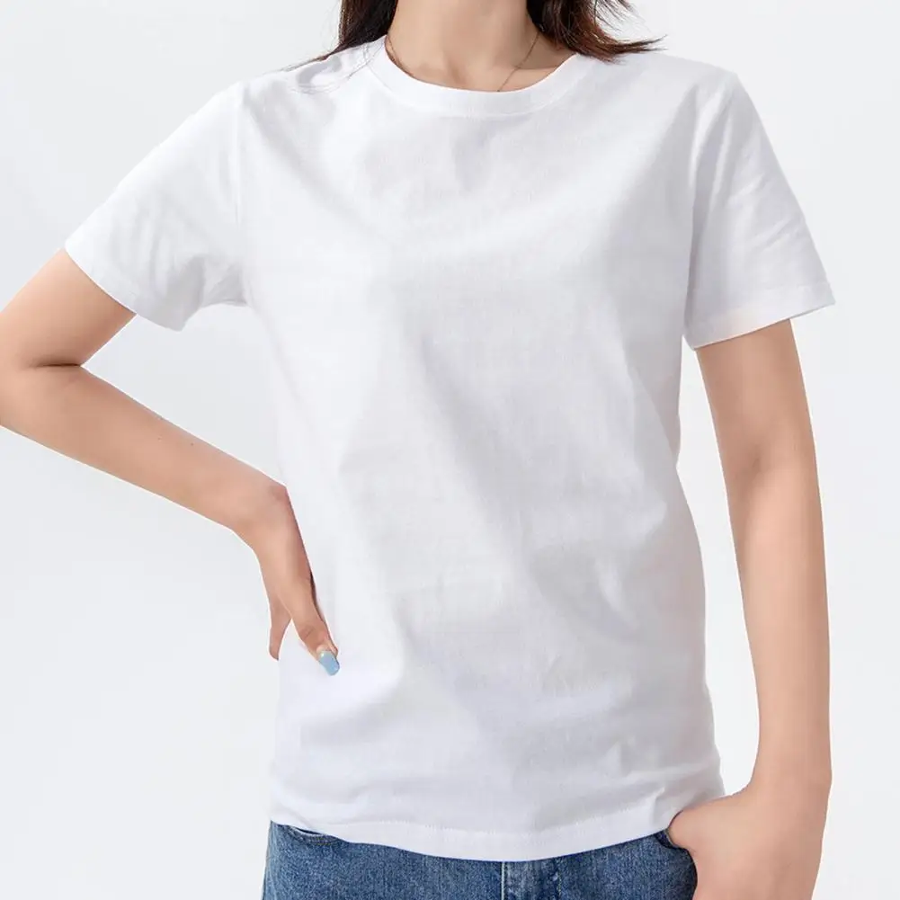 

Women T-shirt Summer T-shirt for Women Men Loose Fit O-neck Tee Shirt Solid Color Pullover Tops for Streetwear Style Solid Color