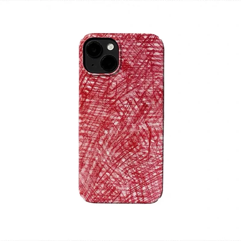

Ins Korean Crayon Red Graffiti Case for IPHONE 17 16 ProMax 15 14 Plus 13 12 MINI 11 PRO 16Plus XR XS MAX Acrylic Phone Cover