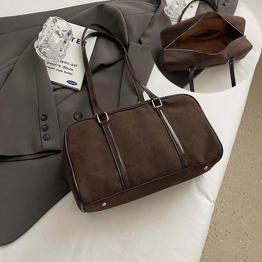 

Коричневая сумка через плечо в стиле ретро, сумка-подушка, кошельки и сумки, 2025 г., повседневная замшевая сумка большой емкости, женская новинка осени и зимы