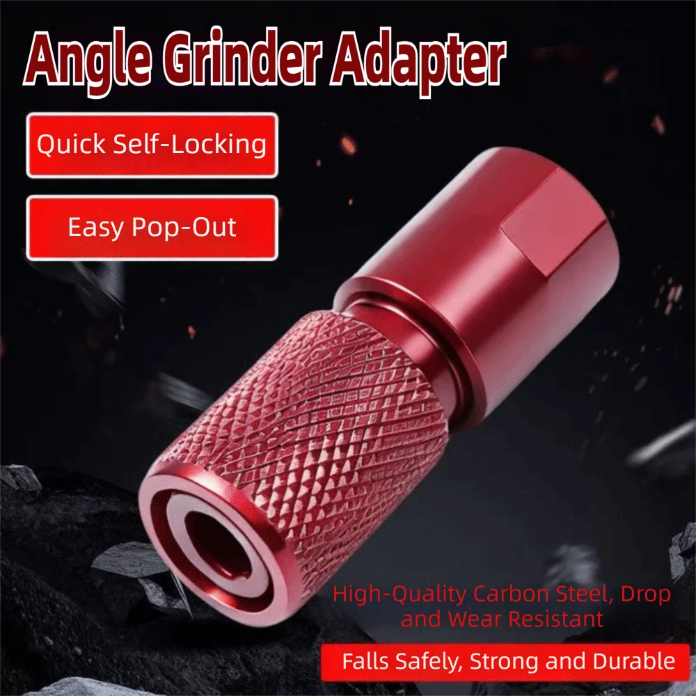 M10 Thread Angle Grinder Adapter Hex Shank Anti-Slip Drill Bit Adapter Quick Lock Tool Conversion Head for Converting Drill Bits
