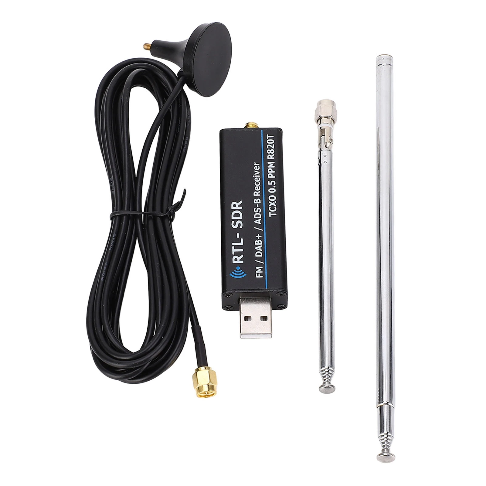 

RTL SDR Receiver 50 Ohm Input Impedance 100KHz To 1766MHz RTL2832U R820T2 0.5 PPM TCXO USB Software Defined Radio Kit