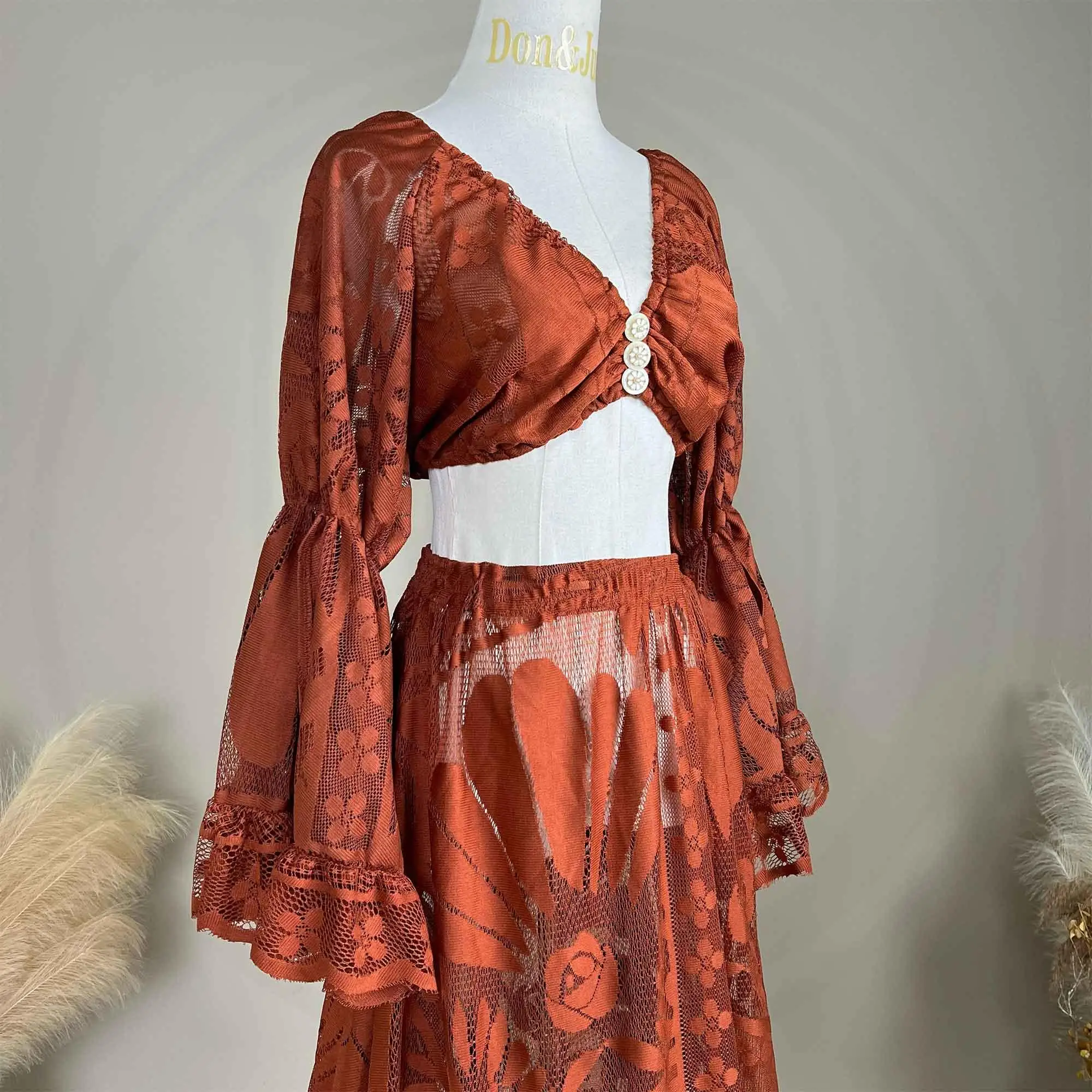 Don & Judy 여성용 자수 드레스 파티 웨딩 의류 임신 한 여성을위한 긴 소매 V 넥 드레스 베이비 샤워