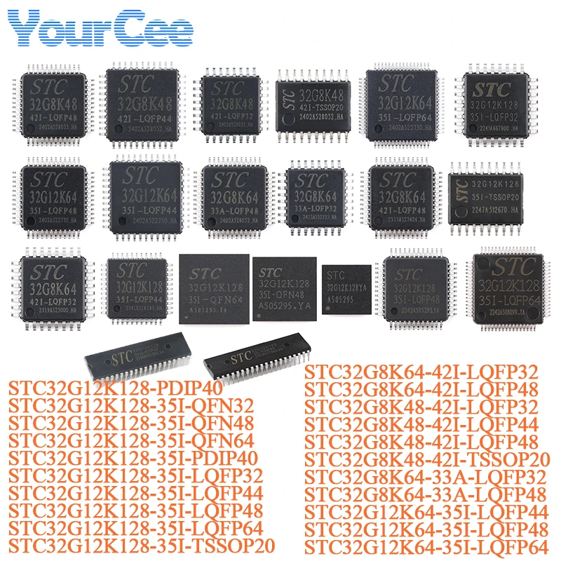 5 piezas STC32G8K48-42I TSSOP20 LQFP32 LQFP44 LQFP48 STC32G8K48 Microprocesador de 32 bits 8051 MCU STC32G12K128 STC32G8K64 STC32G12K64